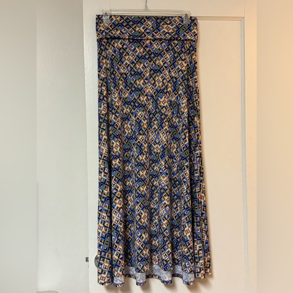 LULAROE Maxi Skirt Purple Green Blue Orange Black Yellow Geometric Pattern Sz M - Picture 1 of 14
